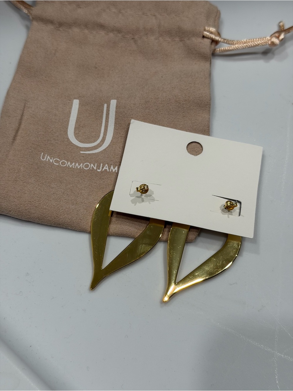 Uncommon James Gold Textured Heart Drop Earrings - Picture 6 of 7